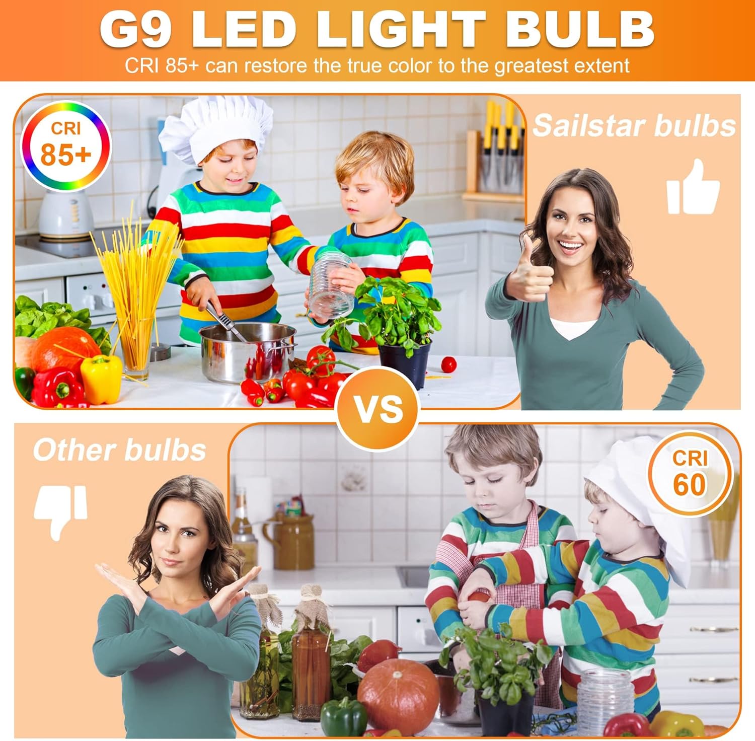 Sailstar Bombilla LED G9, 2700 K, blanco suave, equivalente a 40 W, bombilla halógena G9, 400 LM, 120 V, T4, 4 W, base de cerámica bi-pin G9,