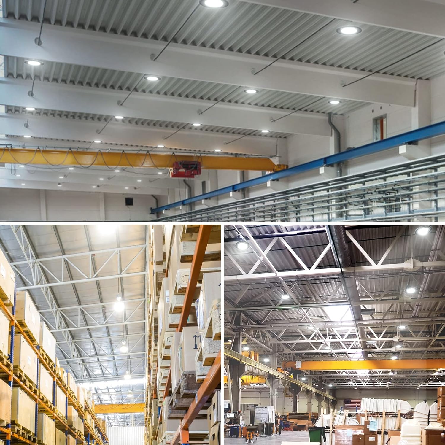 Amico Luz LED de alta bahía de 150 W, 21,000 lm, 5000 K, UFO LED de alta bahía, luz de tienda con gancho de EE. UU. con certificación UL, cable de 5