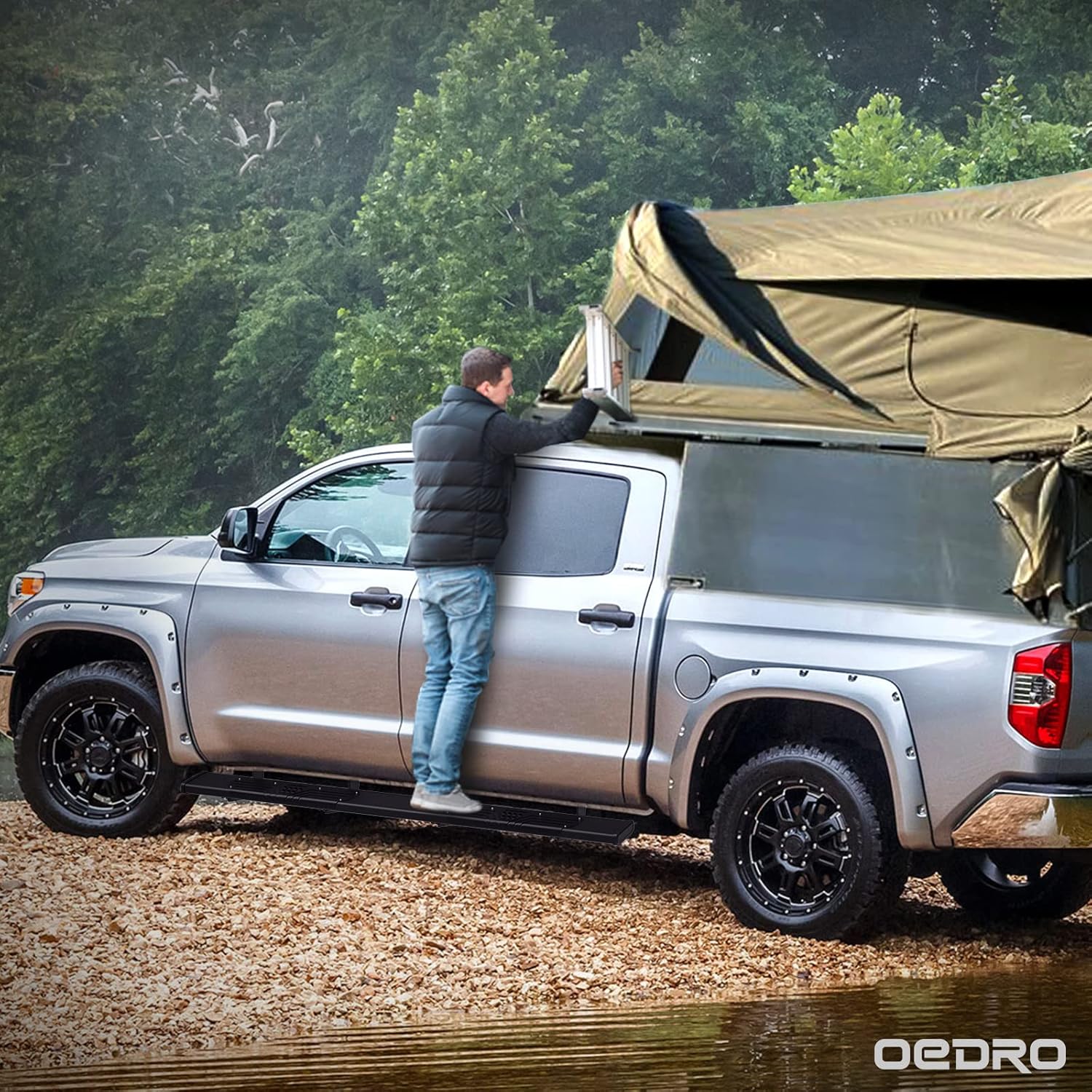 OEDRO Estribos de 6.5 pulgadas compatibles con Toyota Tundra Accessdoble cabina 2022-2024 (2 puertas traseras de tamaño medio), barras Nerf de