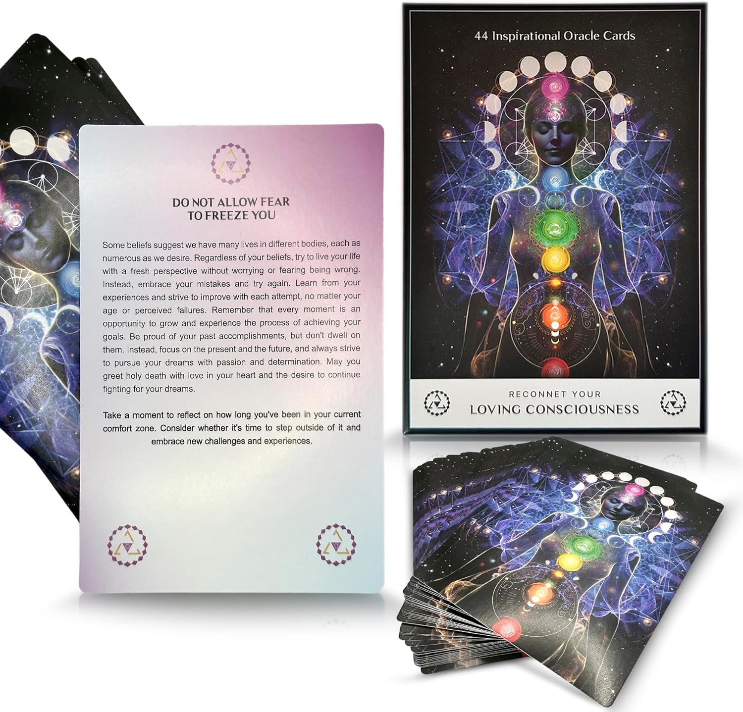Cartas Oracle con significados en ellos  Reconecta tu conciencia amorosa  44 mensajes intuitivos de alta vibración metafísica.