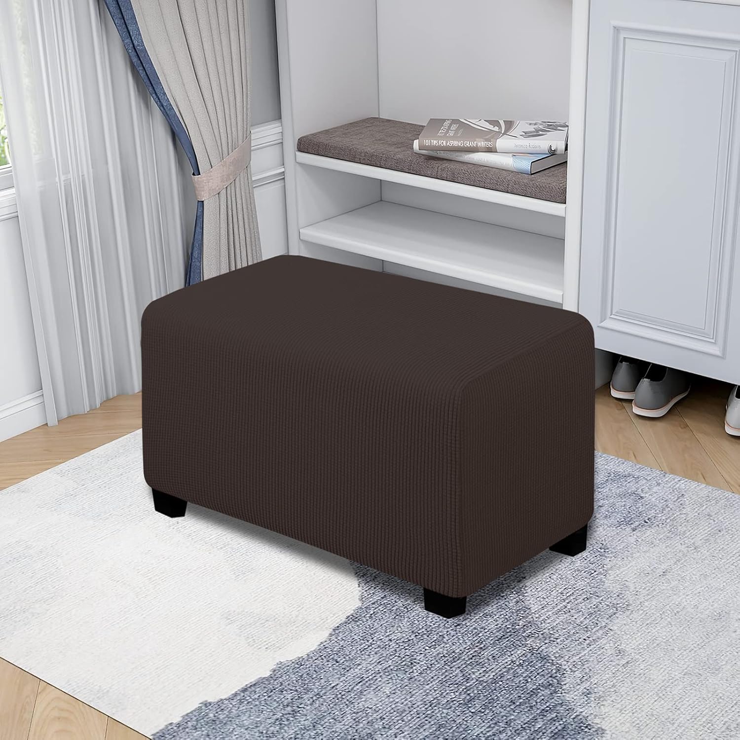 Easy-Going – Funda elástica para taburete otomano, funda protectora para muebles, funda rectangular con parte inferior elástica