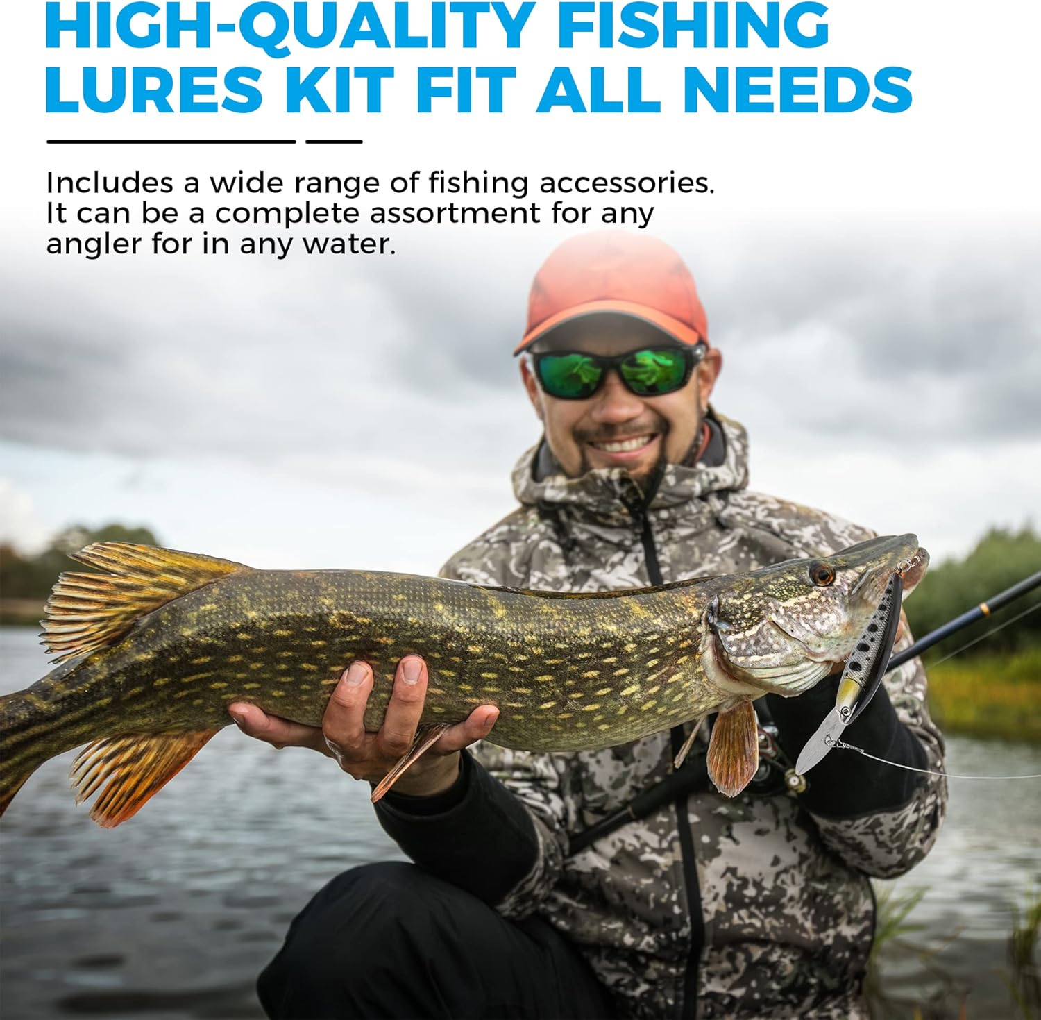 Winshall Fishing Lures Tackle Baits Kit for Freshwater Fishing Tackle Box with Tackle Included Metal Lures Soft Bait Plastic Worms Fishing Gear and