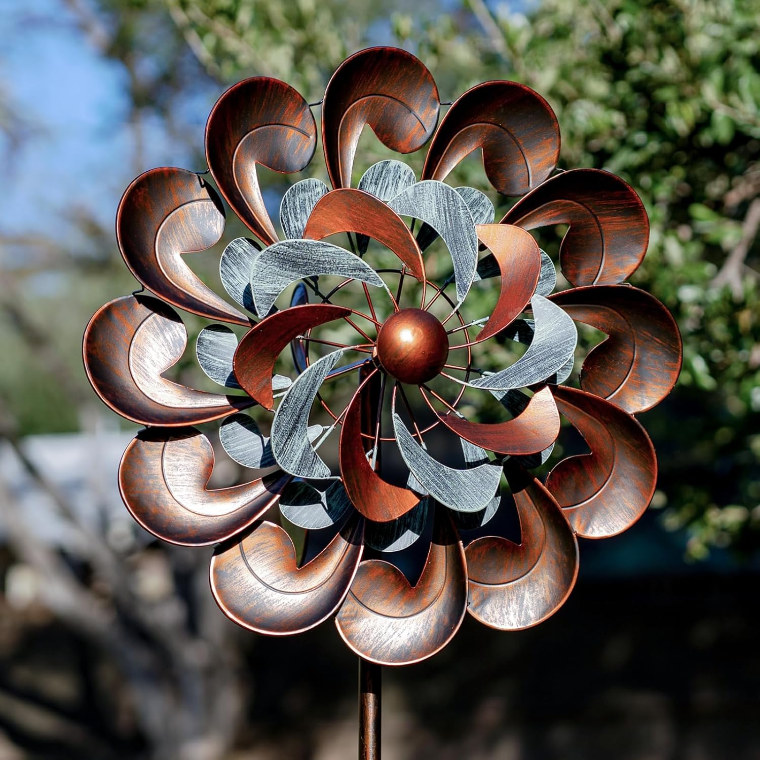 Molinillo de viento para decoración de jardín al aire libre, molinillos de viento para patio y jardín, esculturas de viento de cobre de 84 pulgadas