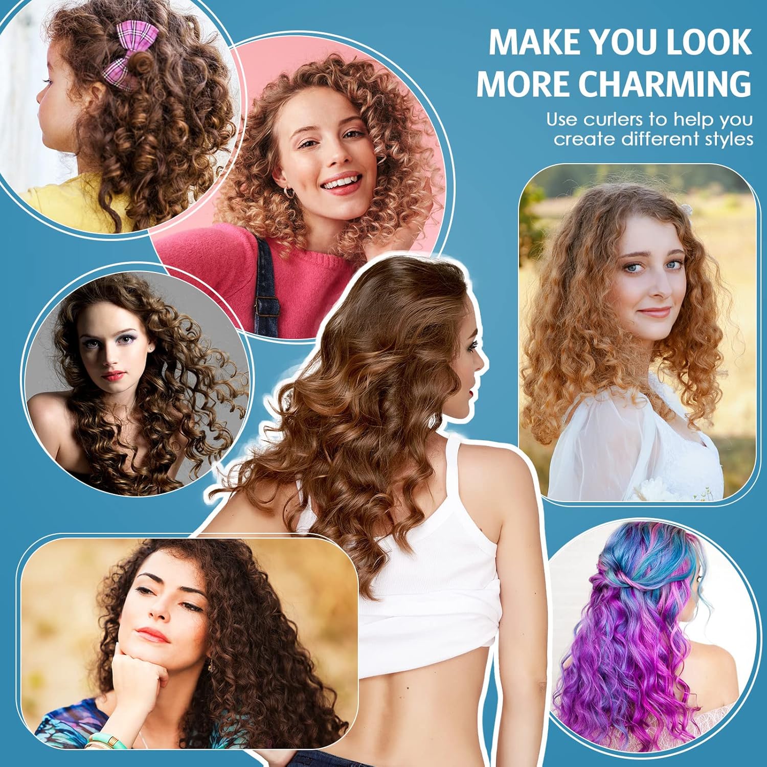 64 varillas flexibles para rizar el cabello, rodillo de espuma