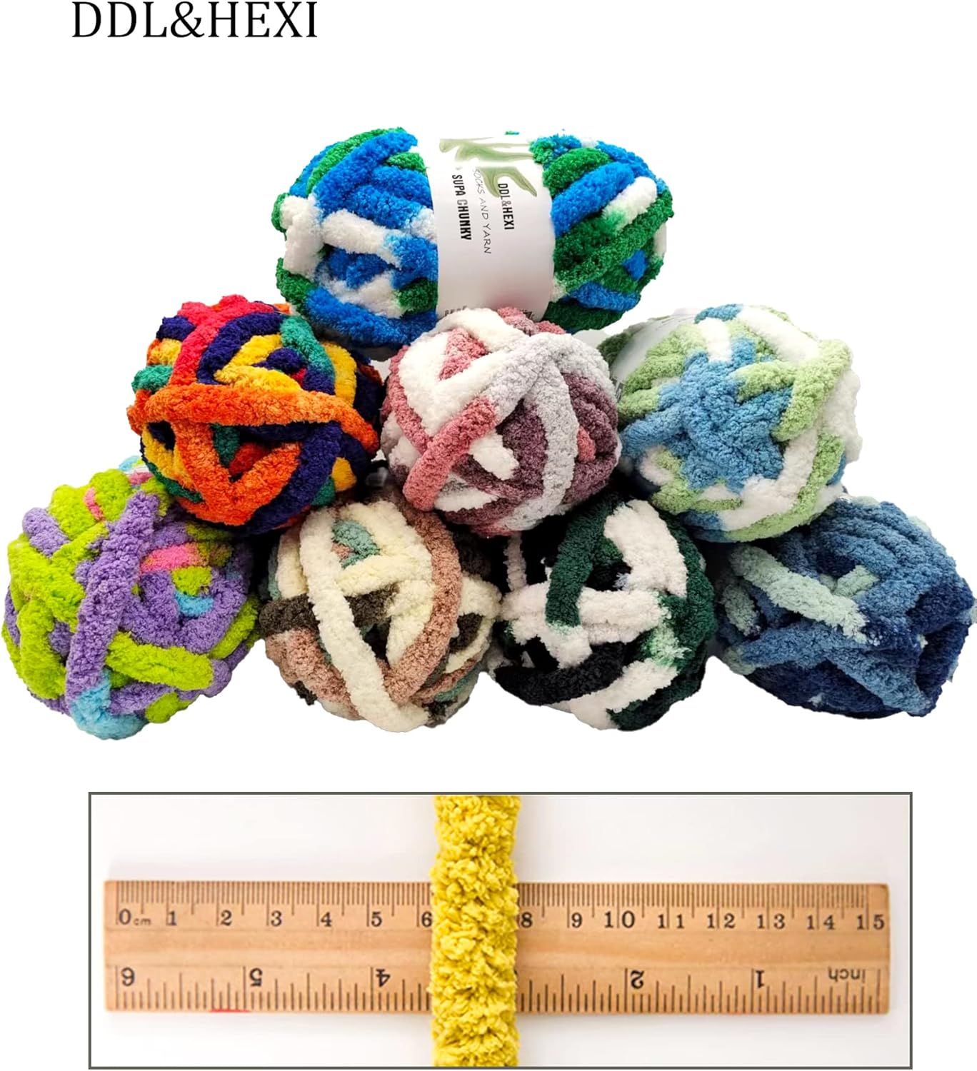 DDL&HEXI 2 Park Super – Hilo grueso de chenilla, kit de fabricación de mantas, hilo para tejer jumbo, 2 x 8 onzas, 7.97 oz por bolsa (207)