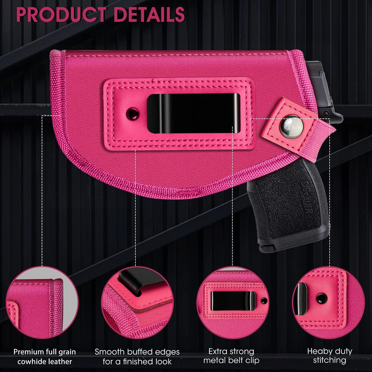 Funda de pistola para mujereshombres, fundas universales IWB para transporte oculto, pistolera diestrazurda, se adapta a S&W M&P Shield 940 0.354 in