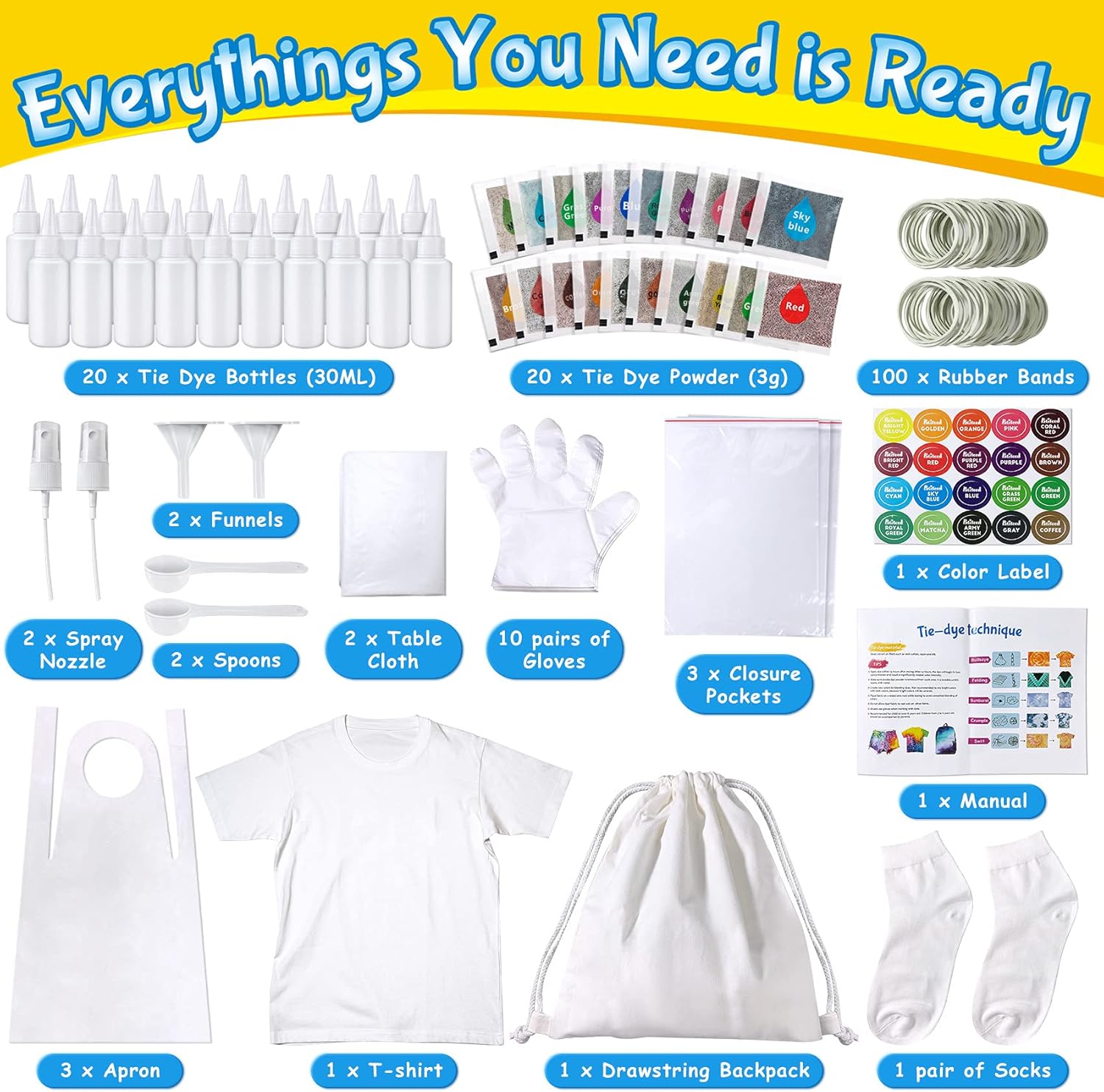 Kit de teñido anudado para niños y adultos, juguete de artes y manualidades para niñas y niños de 6 a 12 años, kits de manualidades de teñido