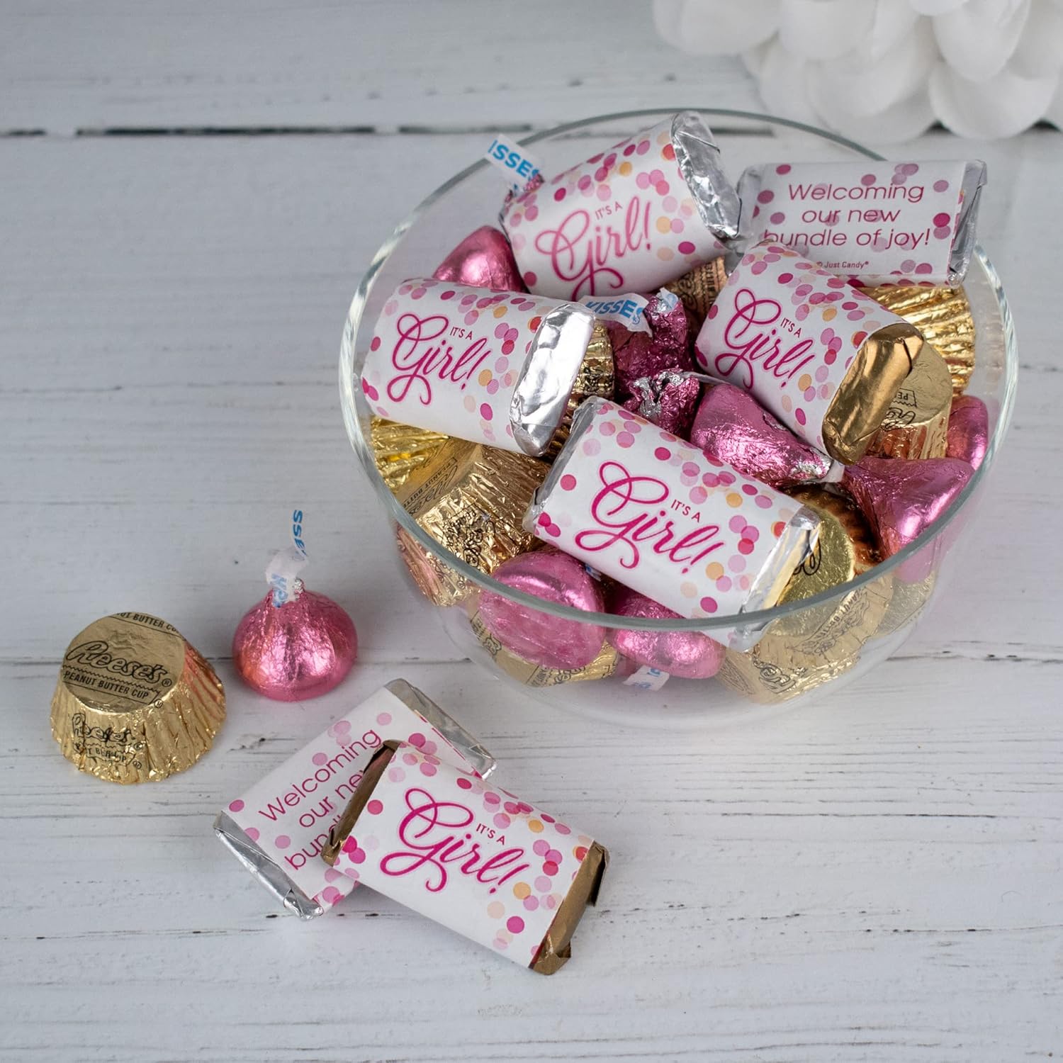 105 unidades de mezcla de chocolate rosa It’s a Girl Baby Shower (1.75 libras, aproximadamente 105 piezas)