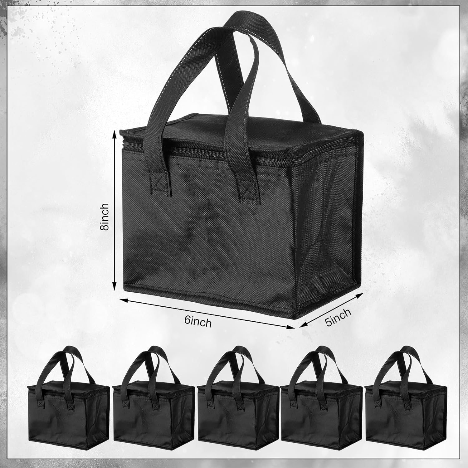 Norme Paquete de 12 bolsas de almuerzo aisladas a granel, bolsa para entrega de alimentos, juego de cajas de almuerzo a prueba de fugas, bolsas