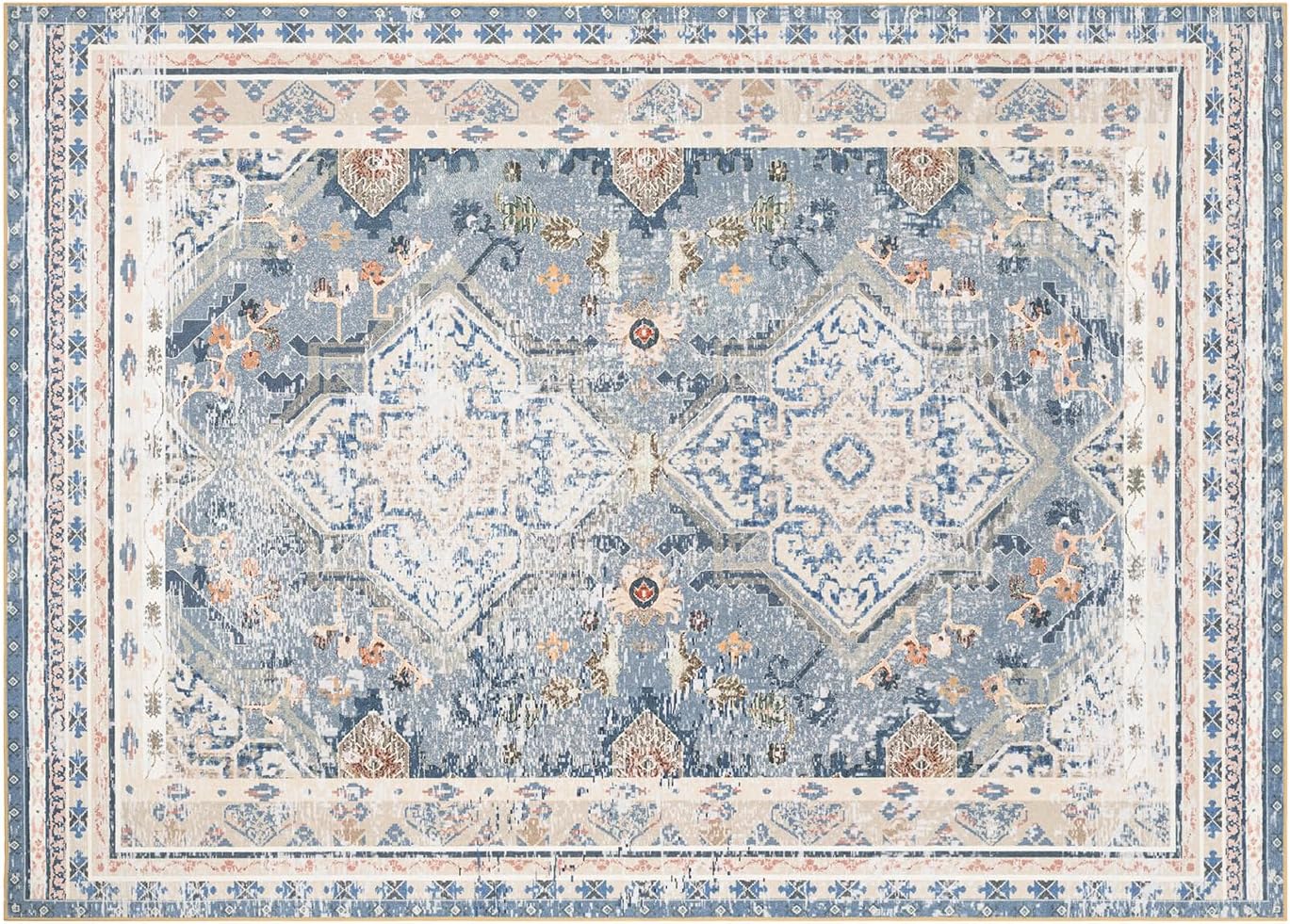 Phantoscope Vintage Collection – Alfombra de área de 5 x 7 pies para sala de estar, alfombra lavable de estilo bohemio, antideslizante, para