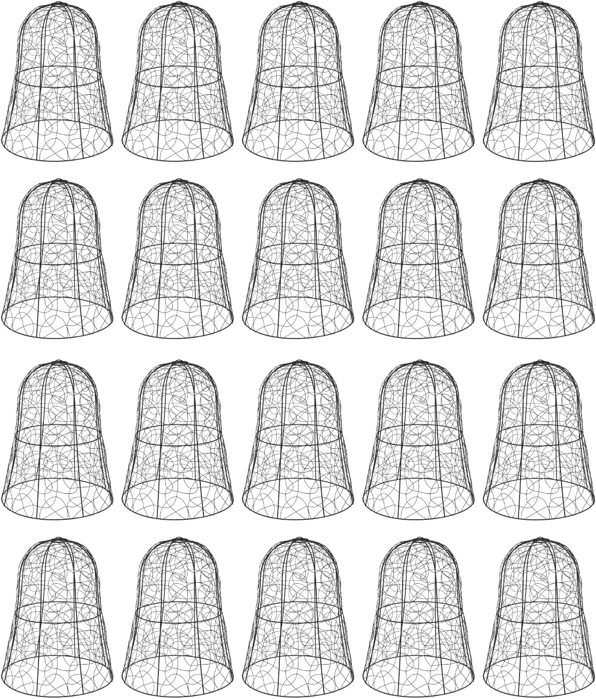Paquete de 20 Cloches de alambre de pollo para jardín, 12.99 pulgadas de profundidad x 15.75 pulgadas de alto, protectores y cubiertas de plantas,