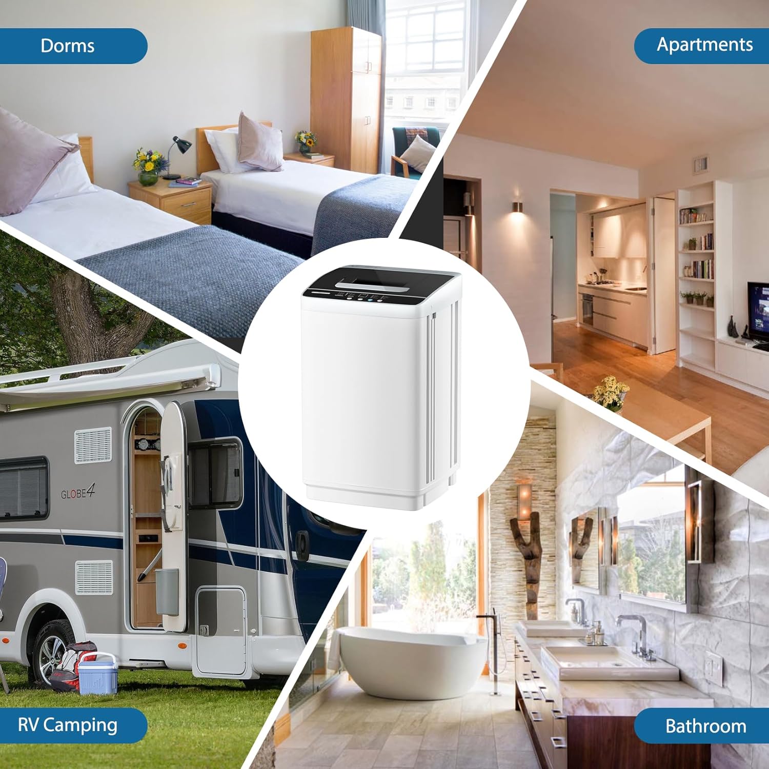 Haddockway Lavadora portátil, lavadora compacta de ahorro de energía, lavadora de carga superior de 0.95 pies cúbicos, 10 programas, 3 niveles de