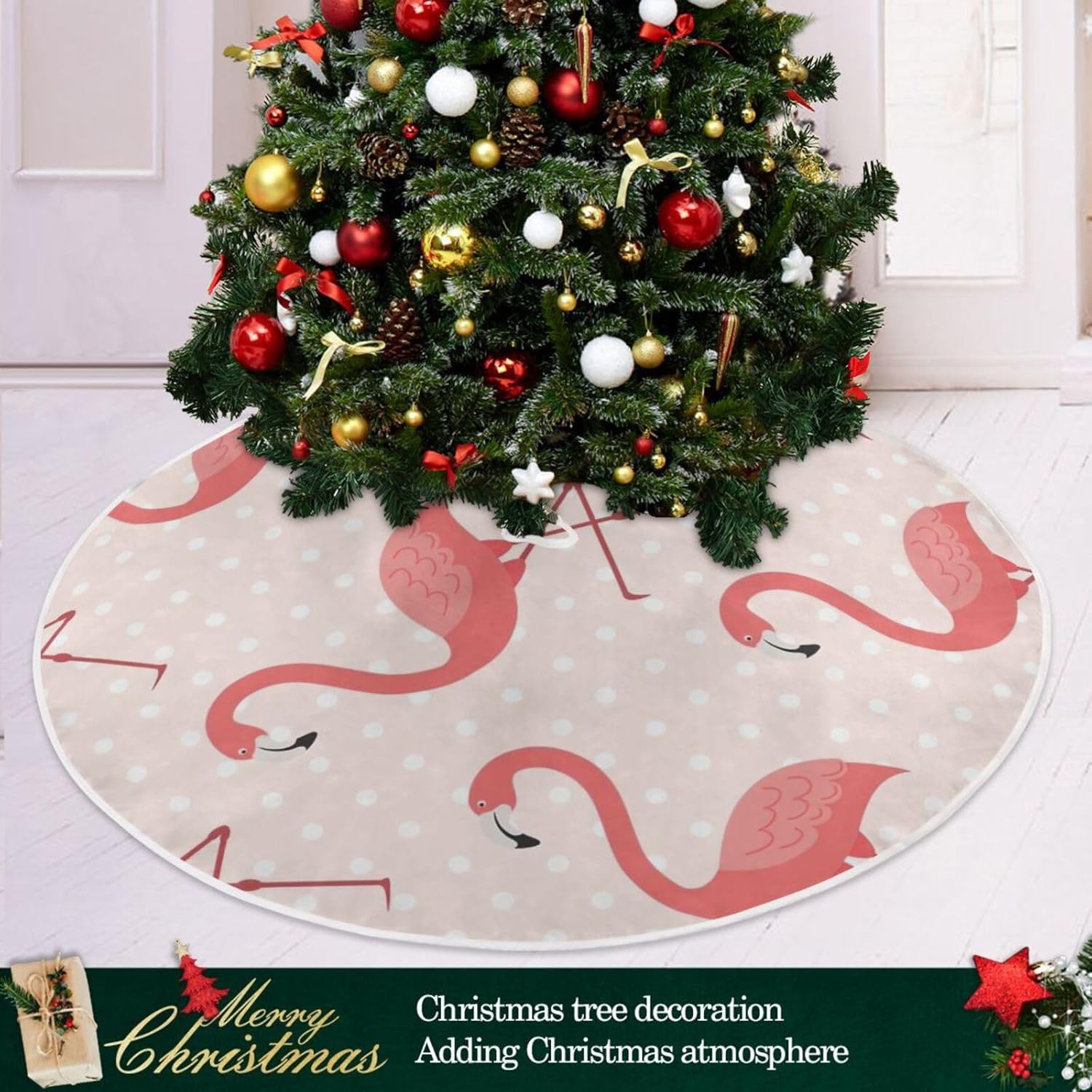 Flamingos – Falda para árbol de Navidad, decoración navideña, falda moderna para árbol de Navidad