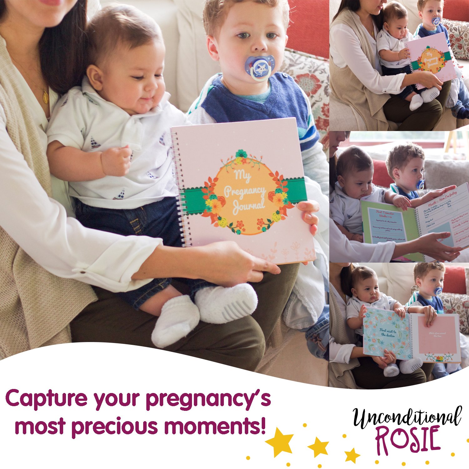 Mi diario de embarazo y libro de recuerdos para bebés con calcomanías, álbum de recortes y álbum de fotos, diarios de embarazo para madres