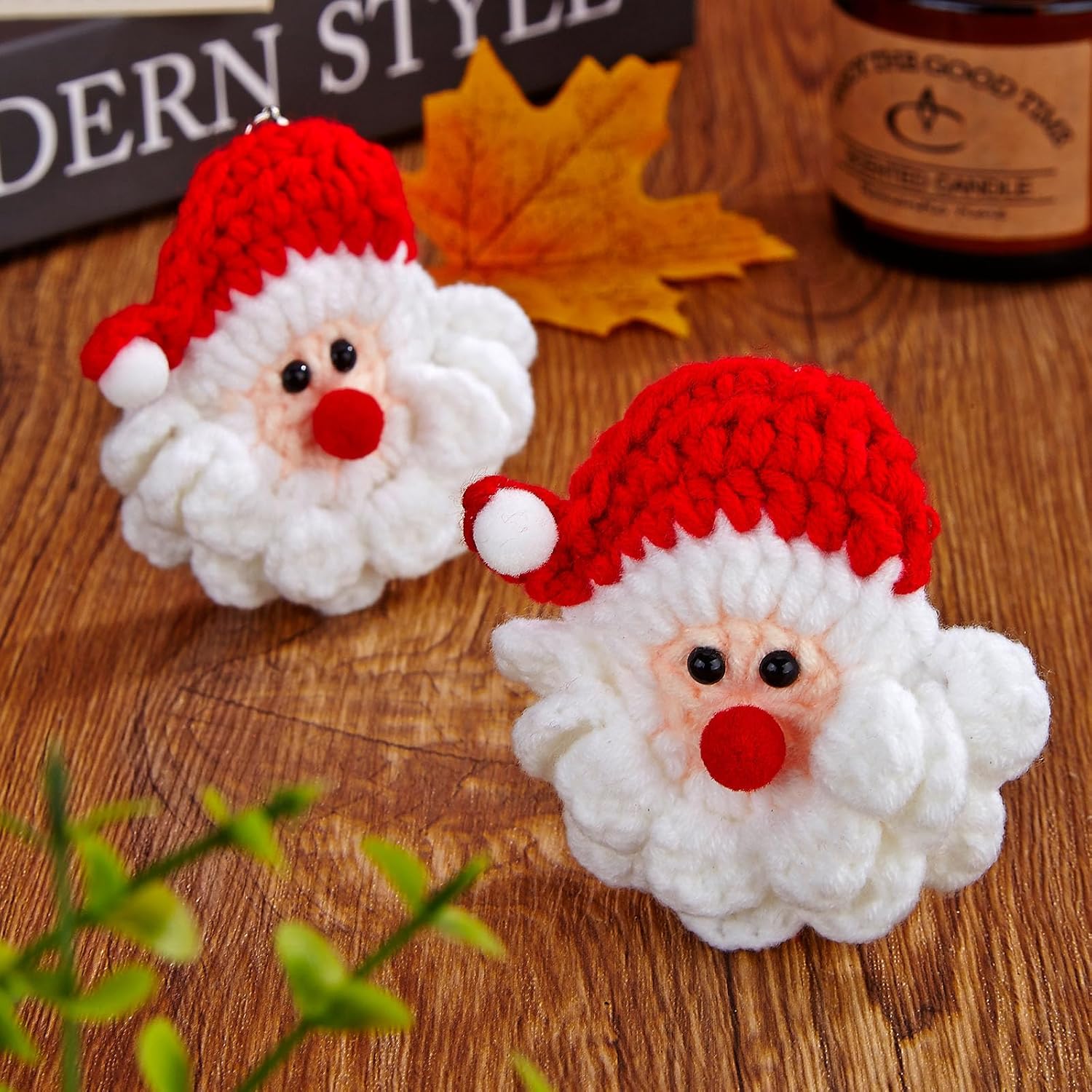 Adornos de Navidad tejidos hechos a mano, Papá Noel de punto hecho a mano, decoración de árbol de Navidad, manualidades tejidas a mano, decoración