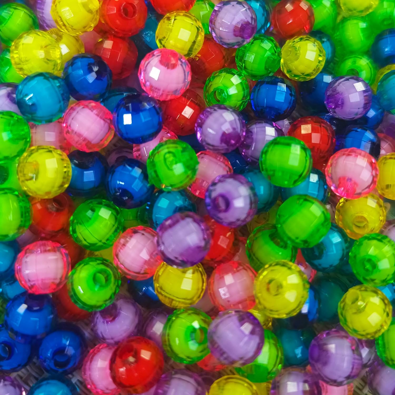 Bolas de 400 cuentas transparentes de 0.315 pulgadas (0.315 in), cuentas redondas en el interior para la fabricación de joyas (mezcla de bolas)