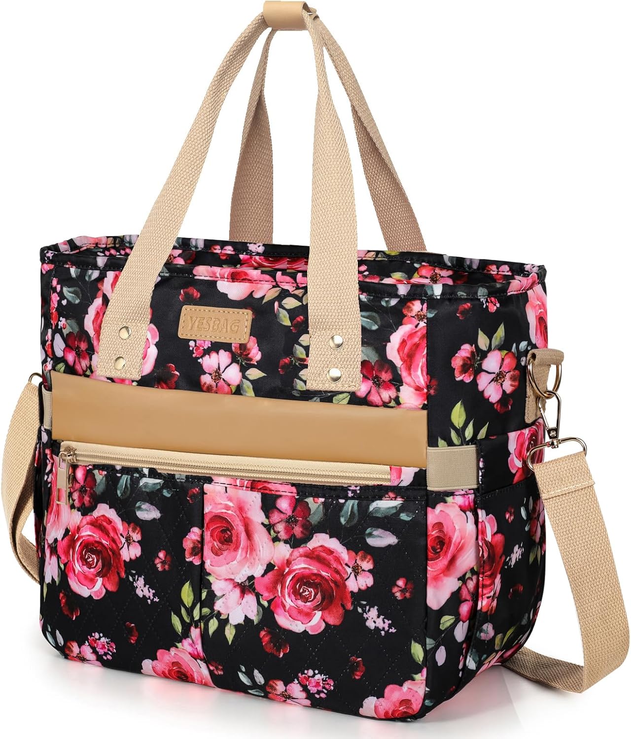 Bolsa de almuerzo para mujer, pequeña lonchera aislada, bolsa de mano de apertura amplia con correa de hombro extraíble para picnic, trabajo,