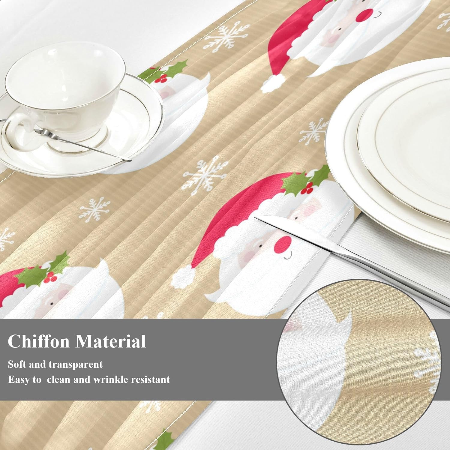 Christmas Cute Santa Head Table Runner Fall Table Decor for Kitchen Decorations Christmas Table Runner 120 Inches Long