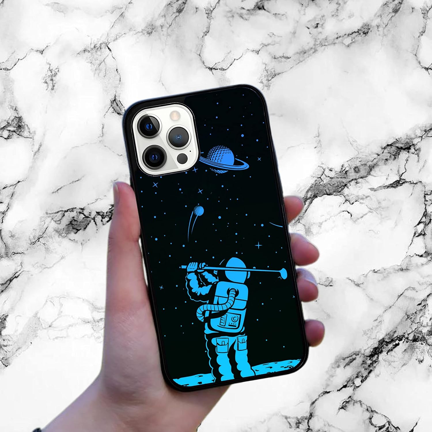 Funda para teléfono de golf, para amantes del golf, astronauta espacial, para palos de golf, compatible con iPhone 15, funda delgada de goma TPU