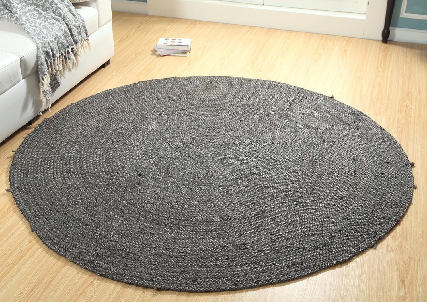 WARISI – Colección Corchorous – Alfombras de fibra natural, 100% yute hechas a mano (48 pulgadas, redonda, noche)