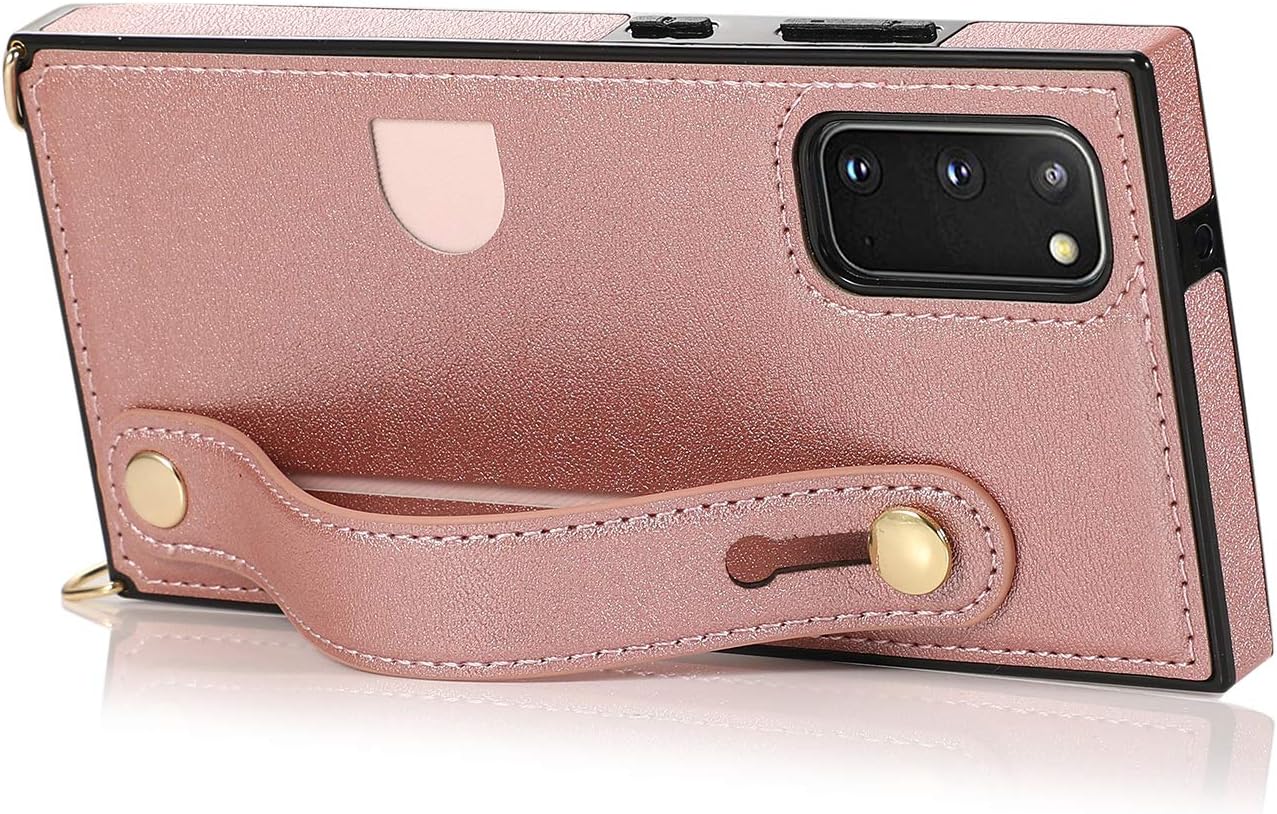 Funda tipo cartera para Samsung Galaxy Note 20, correa de piel ajustable extraíble para tarjetas cruzadas, correa para el cuello, correa para el