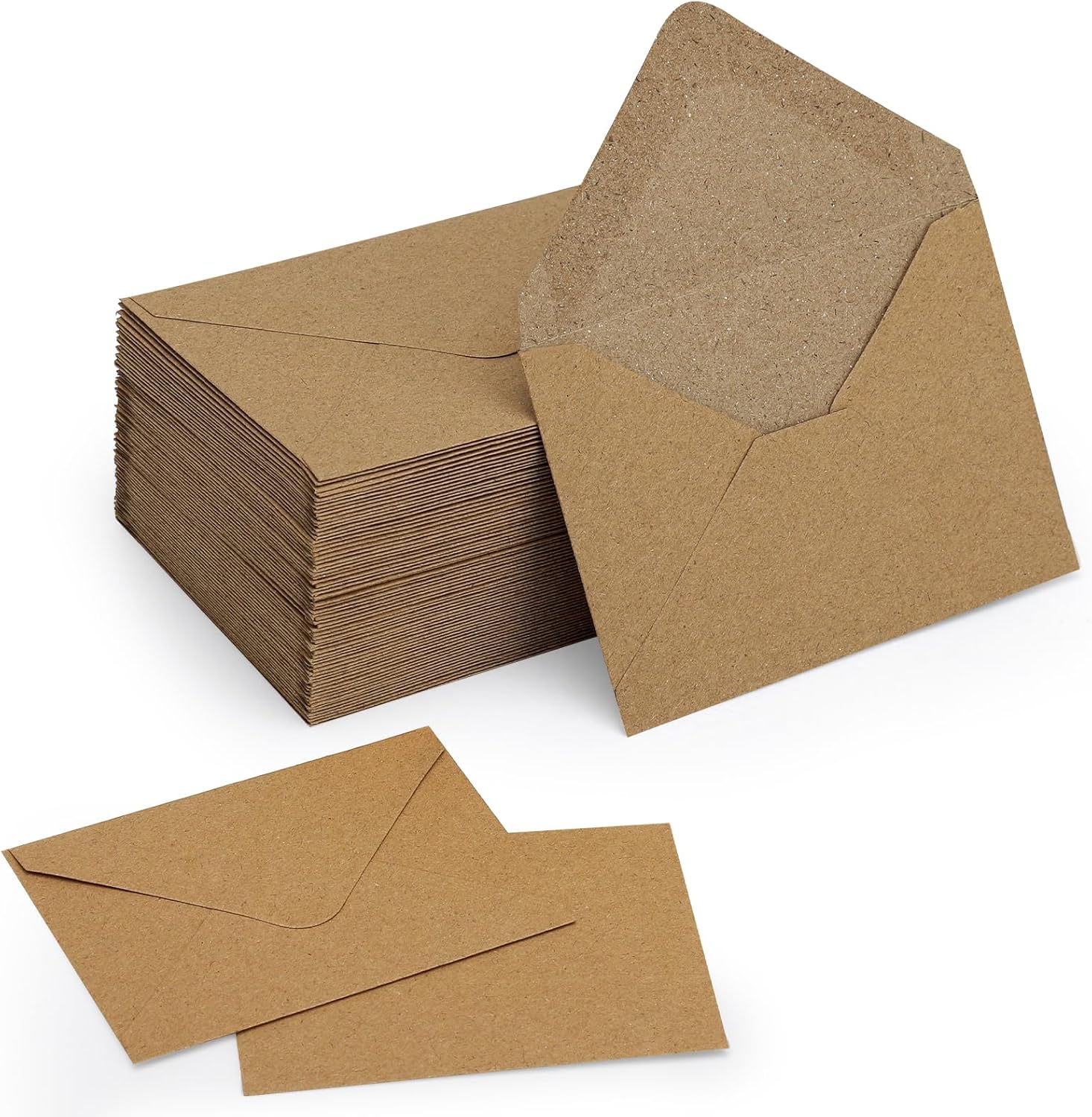 Paquete de 100 sobres pequeños de 4 x 2.75 pulgadas, sobres de papel kraft de 120 GSM, sobres pequeños de papel kraft para tarjetas de regalo,