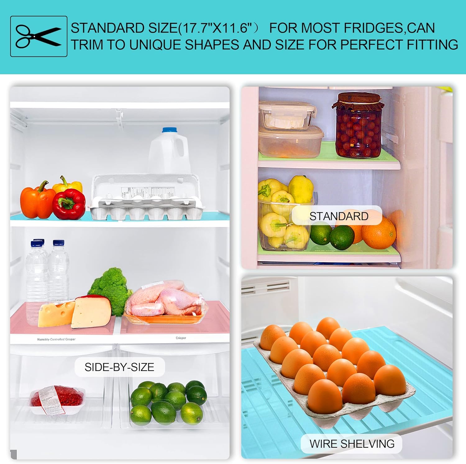 Shinywear – 16 tapetes lavables para refrigerador, impermeables, a prueba de aceite, revestimientos para estantes de refrigerador, almohadillas de