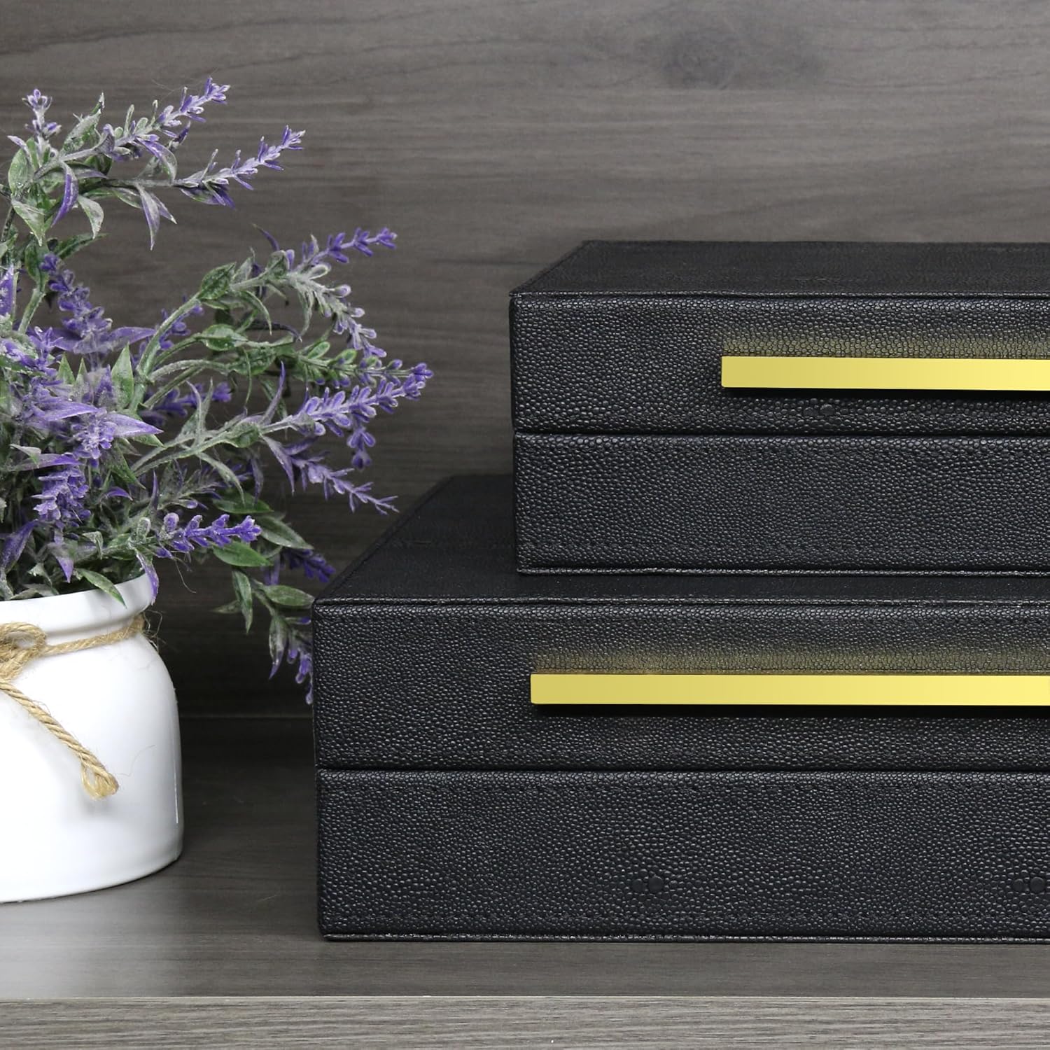 Caja decorativa moderna de piel sintética Shagreen, cajas de almacenamiento decorativas con tapas para decoración del hogar, organizador de joyero