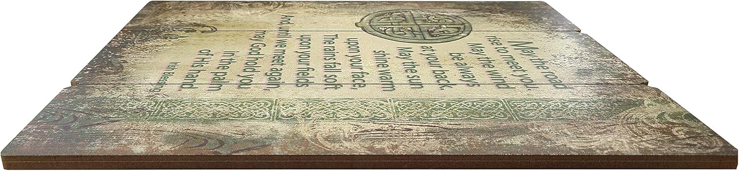 Irish Home Blessing – Letrero colgante de madera de palé de 15 x 12 pulgadas con hermoso diseño de símbolo celta verde y oración tradicional