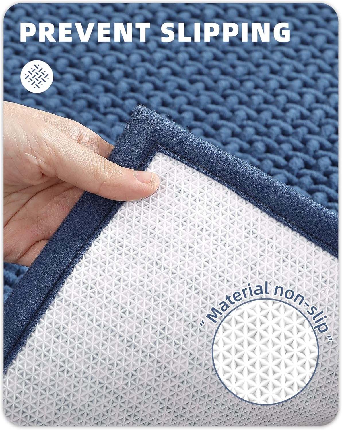 Alfombras de baño de felpilla mejoradas, adorna tu baño con el color G azul marino, absorbentes, antideslizantes, suaves, lavables a máquina, de