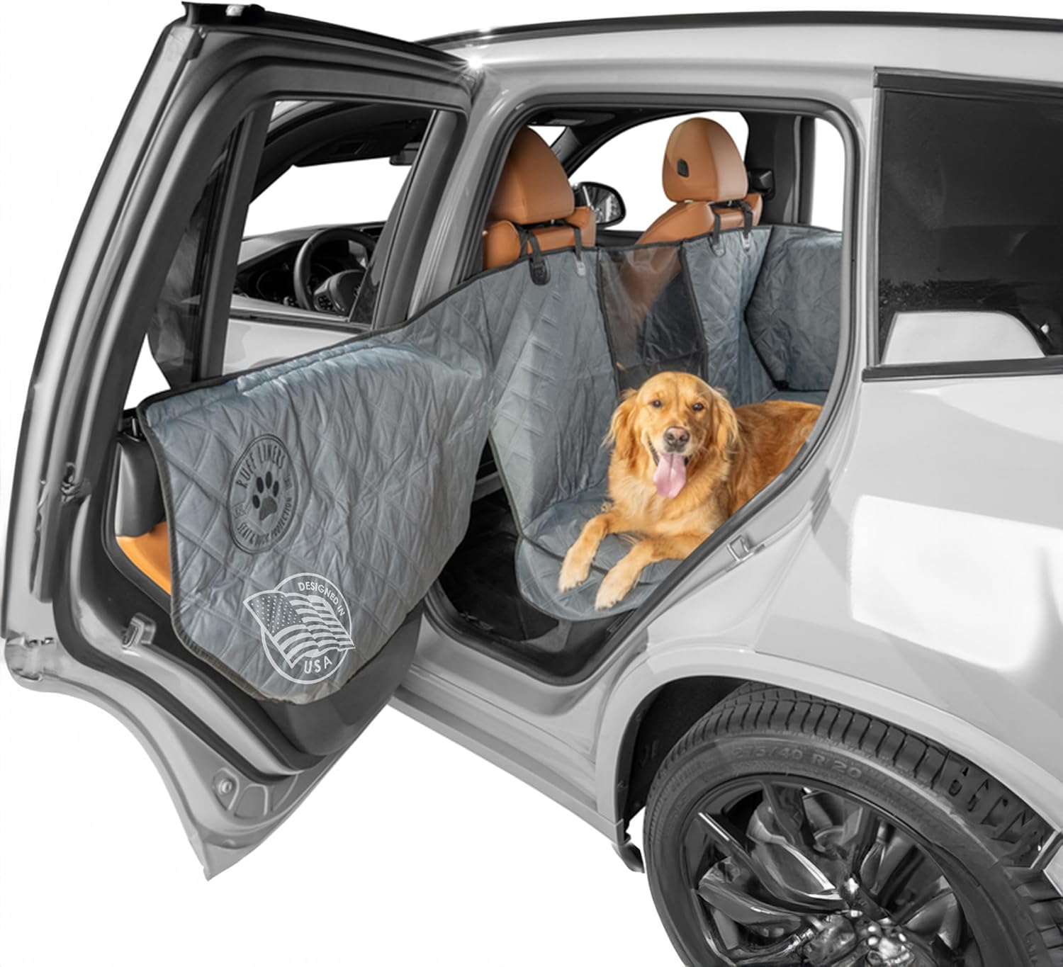 Funda de asiento de automóvil para perro lavable a máquina y protector de puerta de automóvil, se adapta a sedanes, SUV de tamaño mediano, camiones