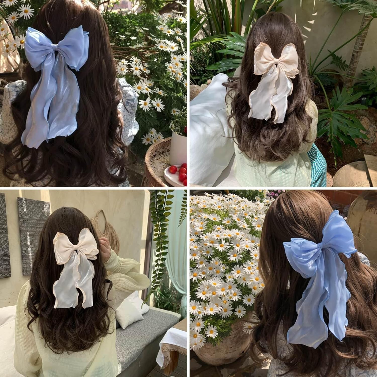 2 lazos grandes para el pelo para niñas, lazos largos para el pelo para mujeres, clips de lazo grande, pasadores de pelo con lazo francés para