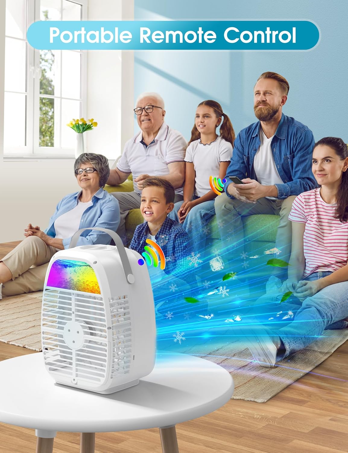 TYTAB – Ventilador de aire acondicionado portátil AI, mini aire acondicionado evaporativo, enfriador de aire de CA portátil con humidificador 4 en