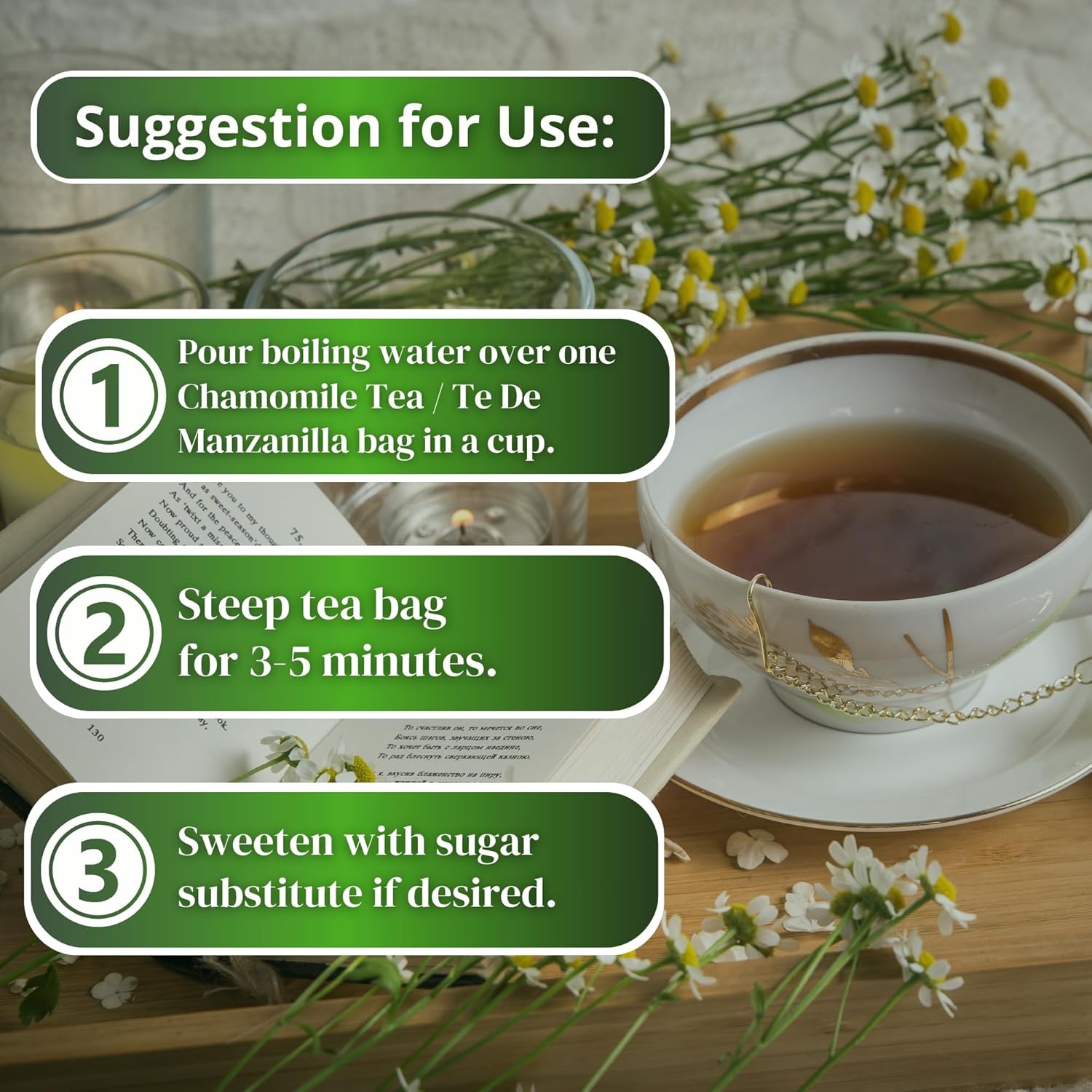 Té de manzanilla 25 Bolsitas de té de hierbas de Te De Manzanilla Té de manzanilla secado natural de Perú por Hanan