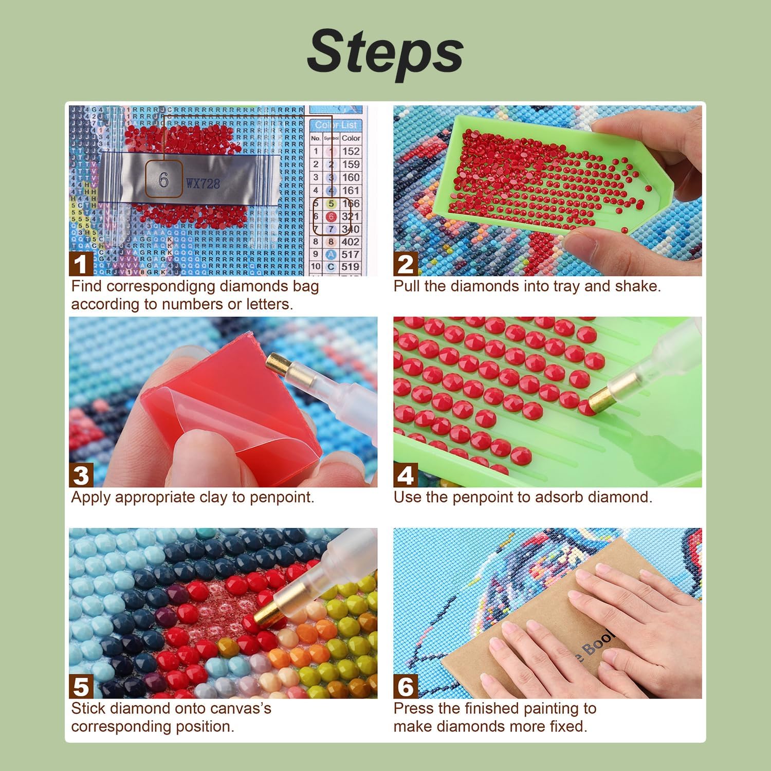 Stalente Kits de pintura de diamantes para adultos, kits de arte de diamantes 5D para principiantes, pintura de diamante redonda para decoración de