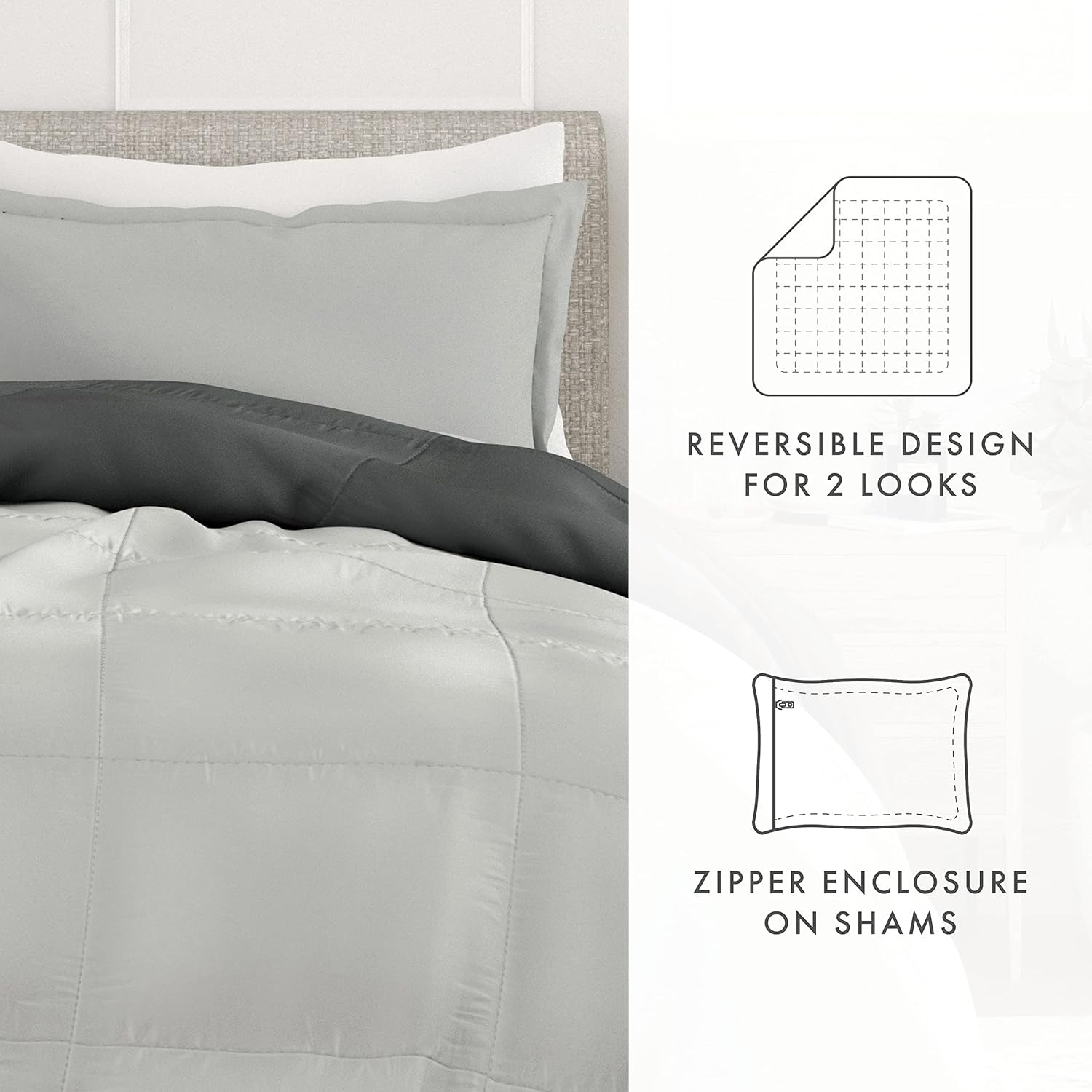 Linen Market – Juego de edredón reversible prémium con relleno alternativo