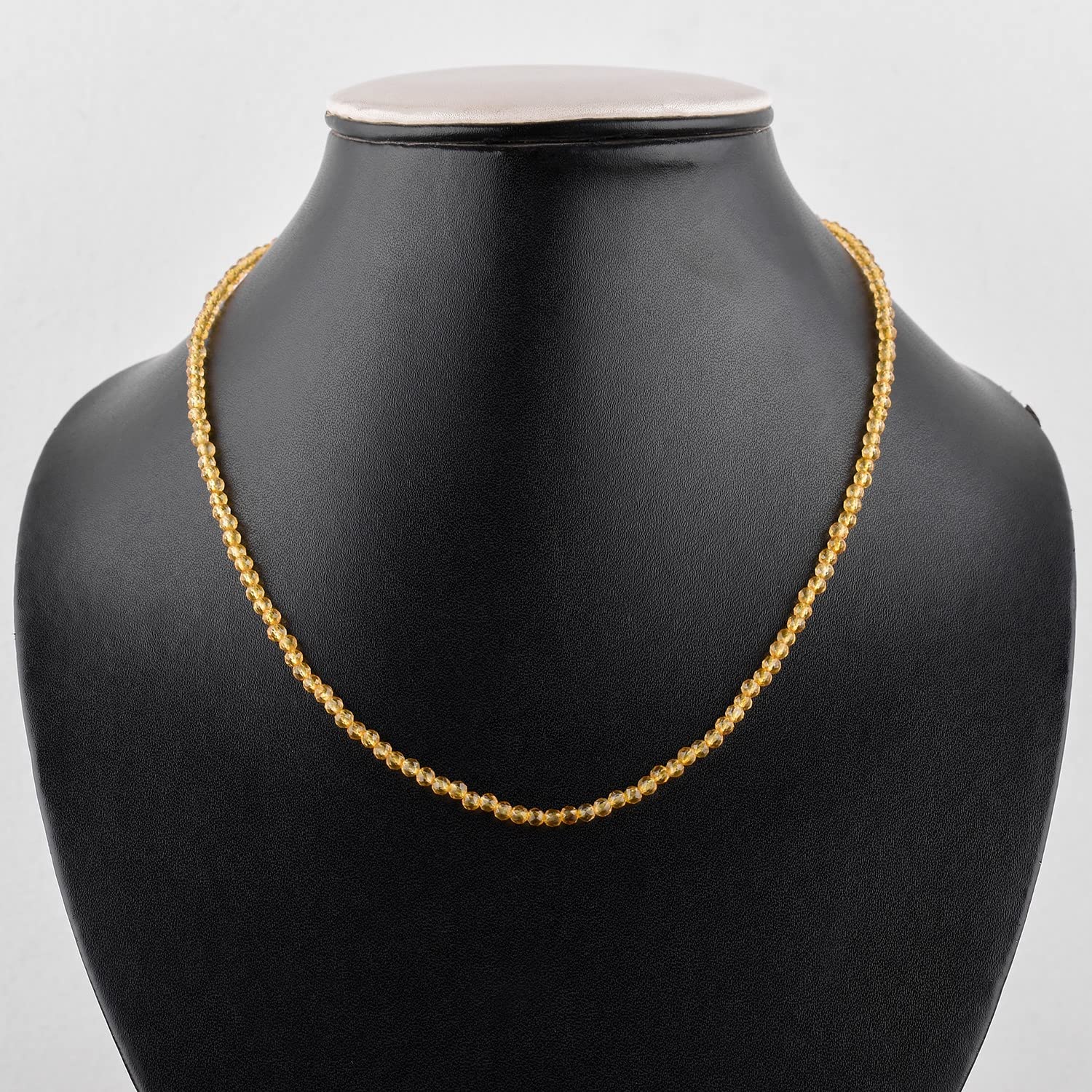 Genuine Yellow Citrine Gemstones Choker Necklace, Micro-Faceted Beads Stones, Healing Crystals, Silver Plated, Adjustable, Birthstones, Women