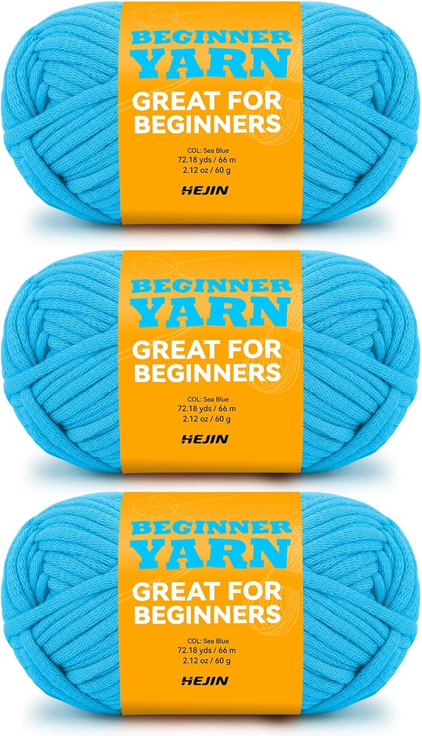 Hilo azul marino de 3 x 2.12 oz para tejer y tejer hilo de algodón de 9.8 x 216.5 ft (72 yardas) para principiantes con puntadas fáciles de ver peso