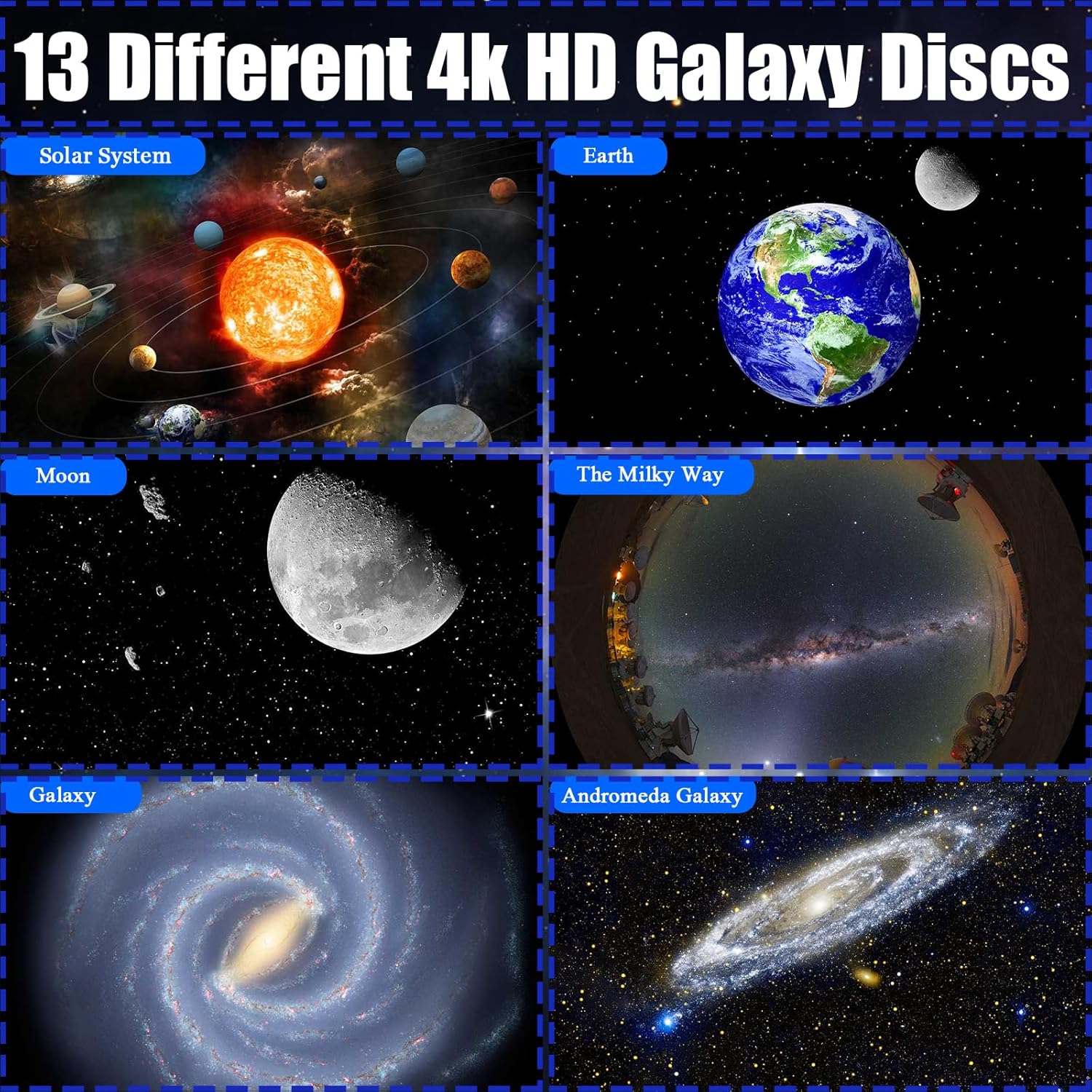 Proyector de planetario, proyector de galaxia, proyector de estrellas, luz de galaxia con 13 discos de galaxia reemplazables, proyector de cielo