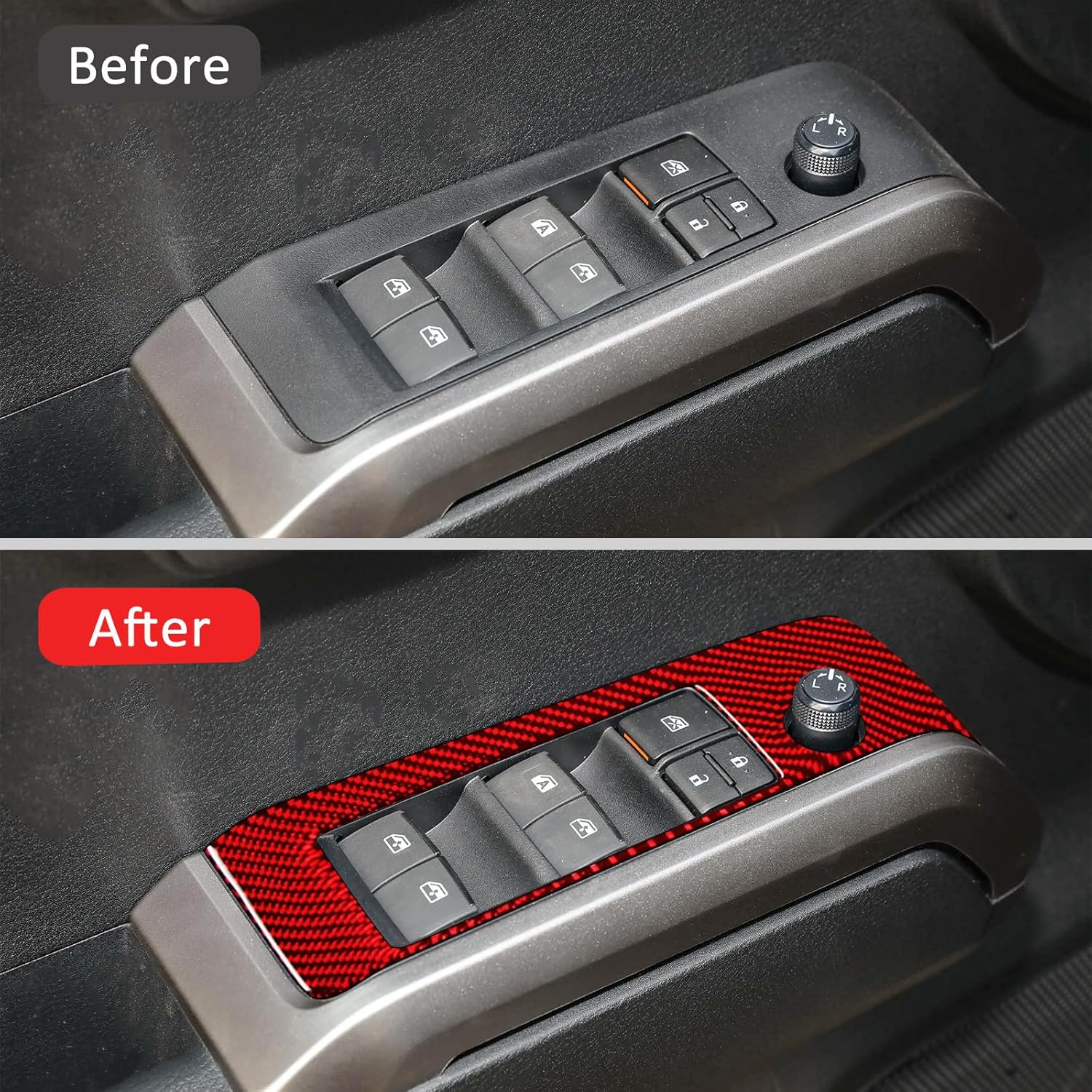 Compatible with Carbon Fiber Door Window Rasing Lift Control Panel Cover Interior Trim Accessories for Toyota Tacoma 2016 2017 2018 2019 2020 2021