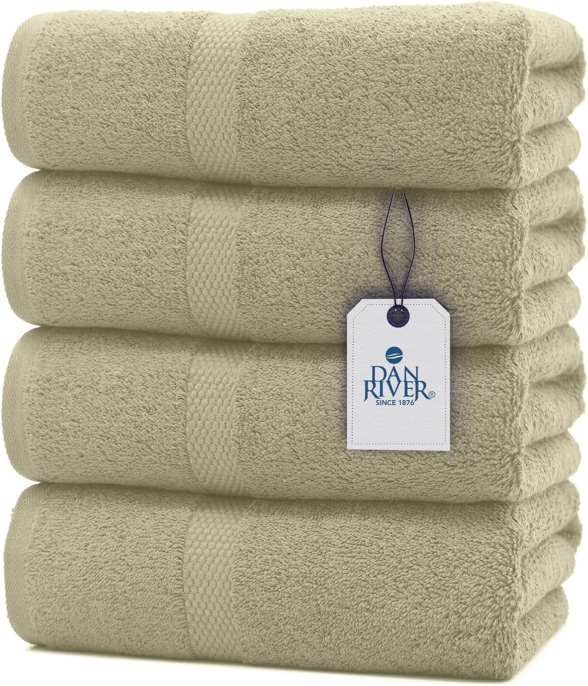 DAN RIVER Juego de 4 toallas de baño de algodón 100% lujoso, paquete de 4 unidades, máxima comodidad y absorción para baño, hogar y spa (27 x 54