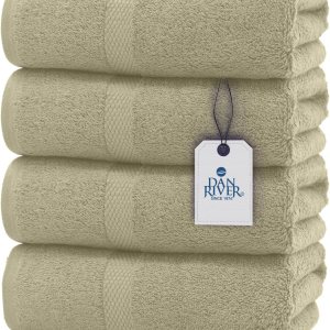 DAN RIVER Juego de 4 toallas de baño de algodón 100% lujoso, paquete de 4 unidades, máxima comodidad y absorción para baño, hogar y spa (27 x 54 DAN RIVER Juego de 4 toallas de baño de algodón 100% lujoso, paquete de 4 unidades, máxima comodidad y absorción para baño, hogar y spa (27 x 54