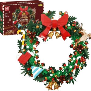 Mould King Kit de bloques de construcción de corona de Navidad, modelo de casa decorado con corona de eucalipto para Navidad, juguetes STEM regalo Mould King Kit de bloques de construcción de corona de Navidad, modelo de casa decorado con corona de eucalipto para Navidad, juguetes STEM regalo
