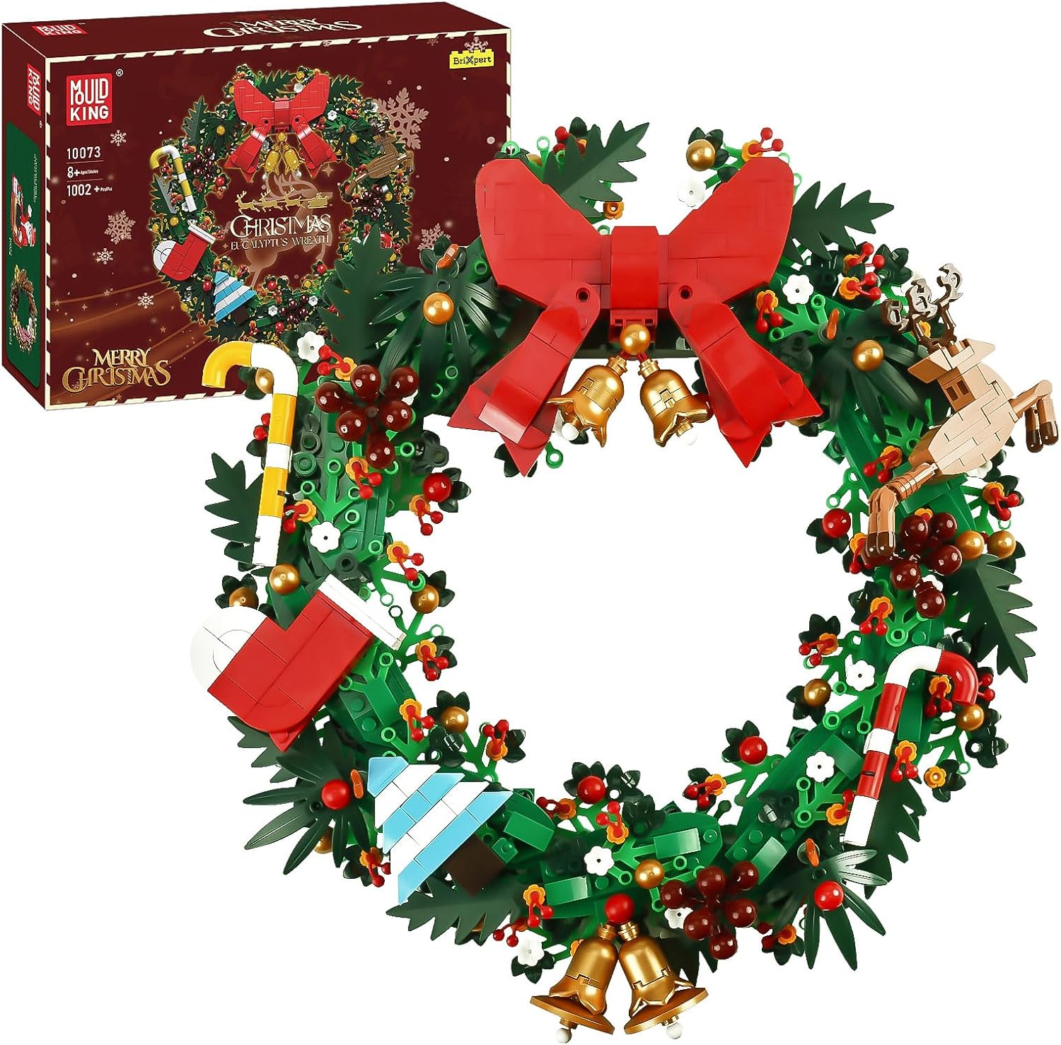 Mould King Kit de bloques de construcción de corona de Navidad, modelo de casa decorado con corona de eucalipto para Navidad, juguetes STEM regalo