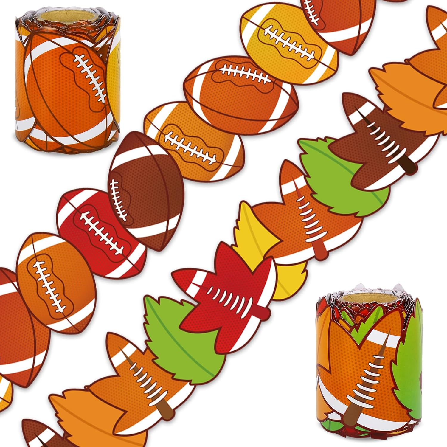 Whaline Tablero de anuncios de fútbol de otoño de 65.6 pies, hojas de arce, borde troquelado para escuela, aula, oficina, pizarra, 2 rollos