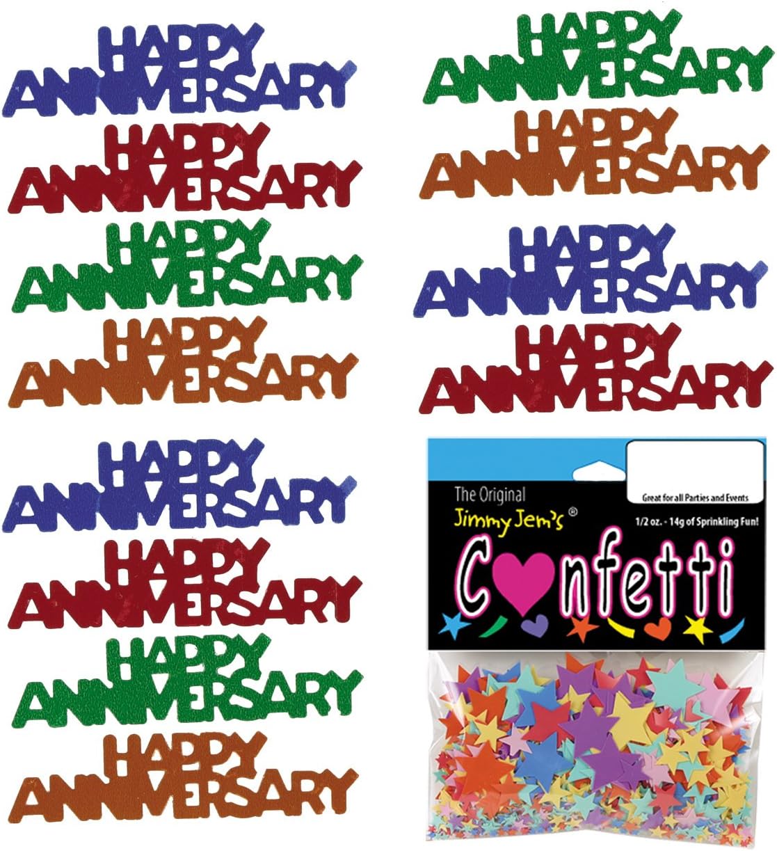 Confeti Word Happy Anniversary Multicolores  2 bolsas de media onza (1 oz) #7862 Q01