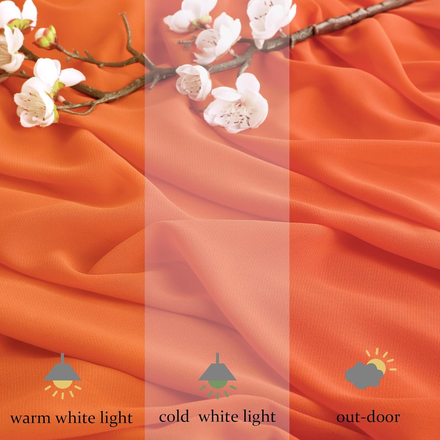 The Yard – Tela transparente de gasa naranja quemada de 10 yardas, decoración de corredor de boda, decoración de despedida de soltera