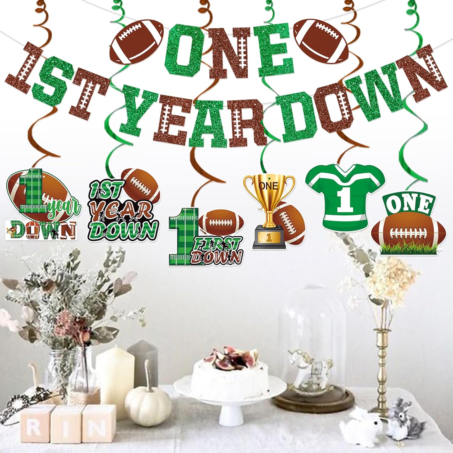 Decoraciones de fiesta de fútbol de primer año, pancarta para fiesta de cumpleaños de primer año, decoraciones colgantes de primer año, decoraciones