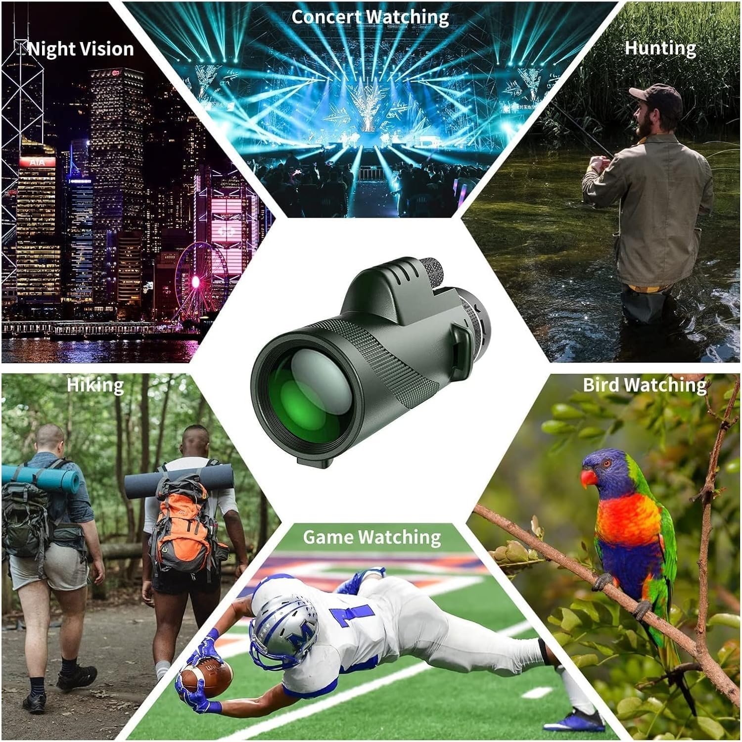 ZAUNCO Prismáticos pequeños de 80 x 100 pulgadas, prismáticos de alta definición, adaptador de teléfono inteligente de visión nocturna de alta