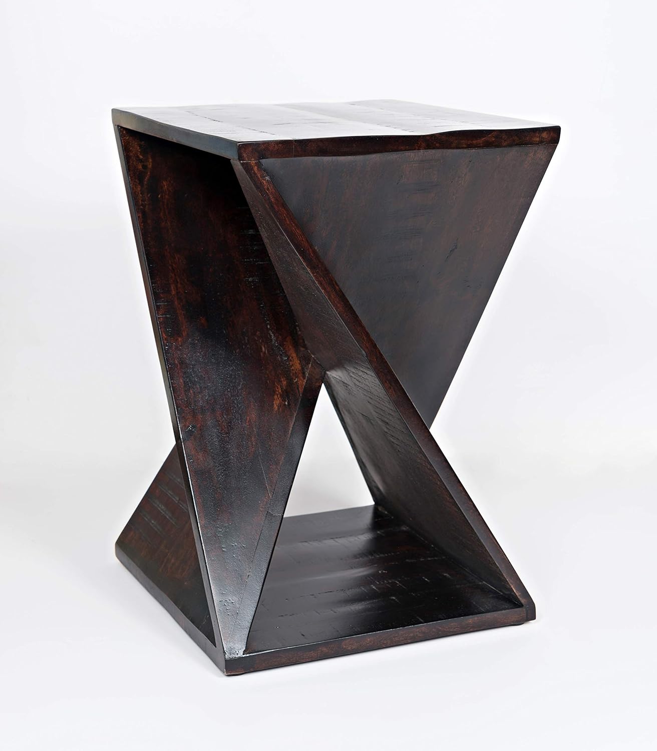 Mesa de jaspe moderna de mediados de siglo en ángulo de madera maciza de mango de 24 pulgadas de alto premontada